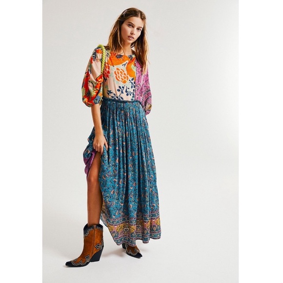 Free People Open Back Mixed Pattern Maxi Dress - Picture 2 of 4